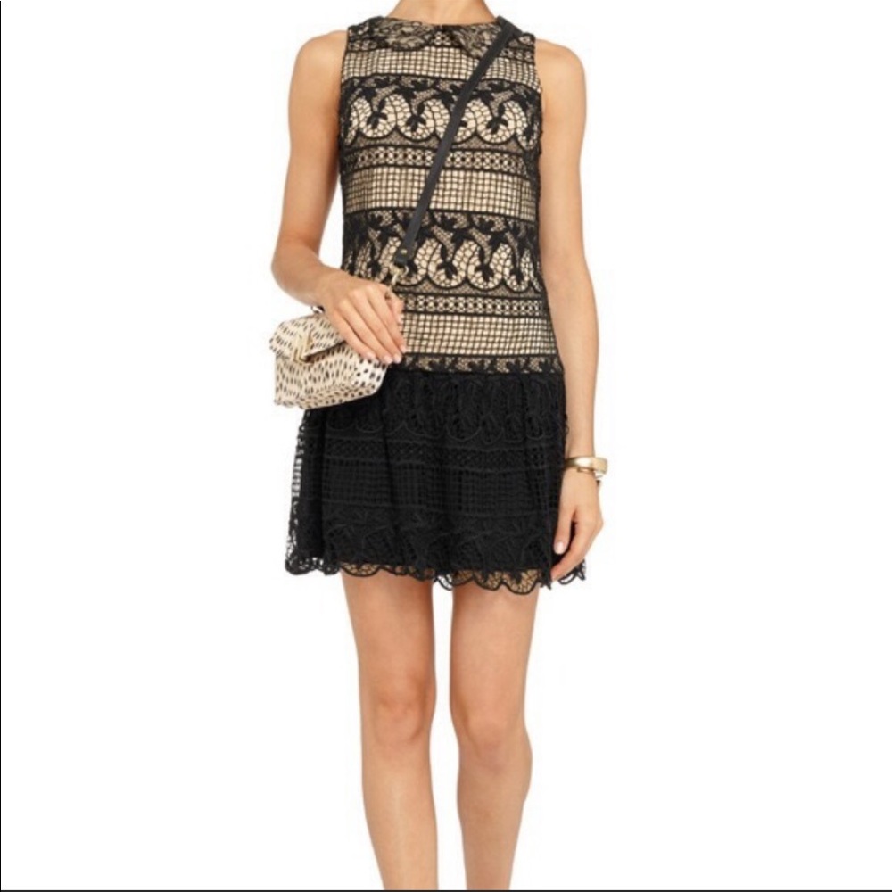 Alice + Olivia Black and Cream Mini Dress